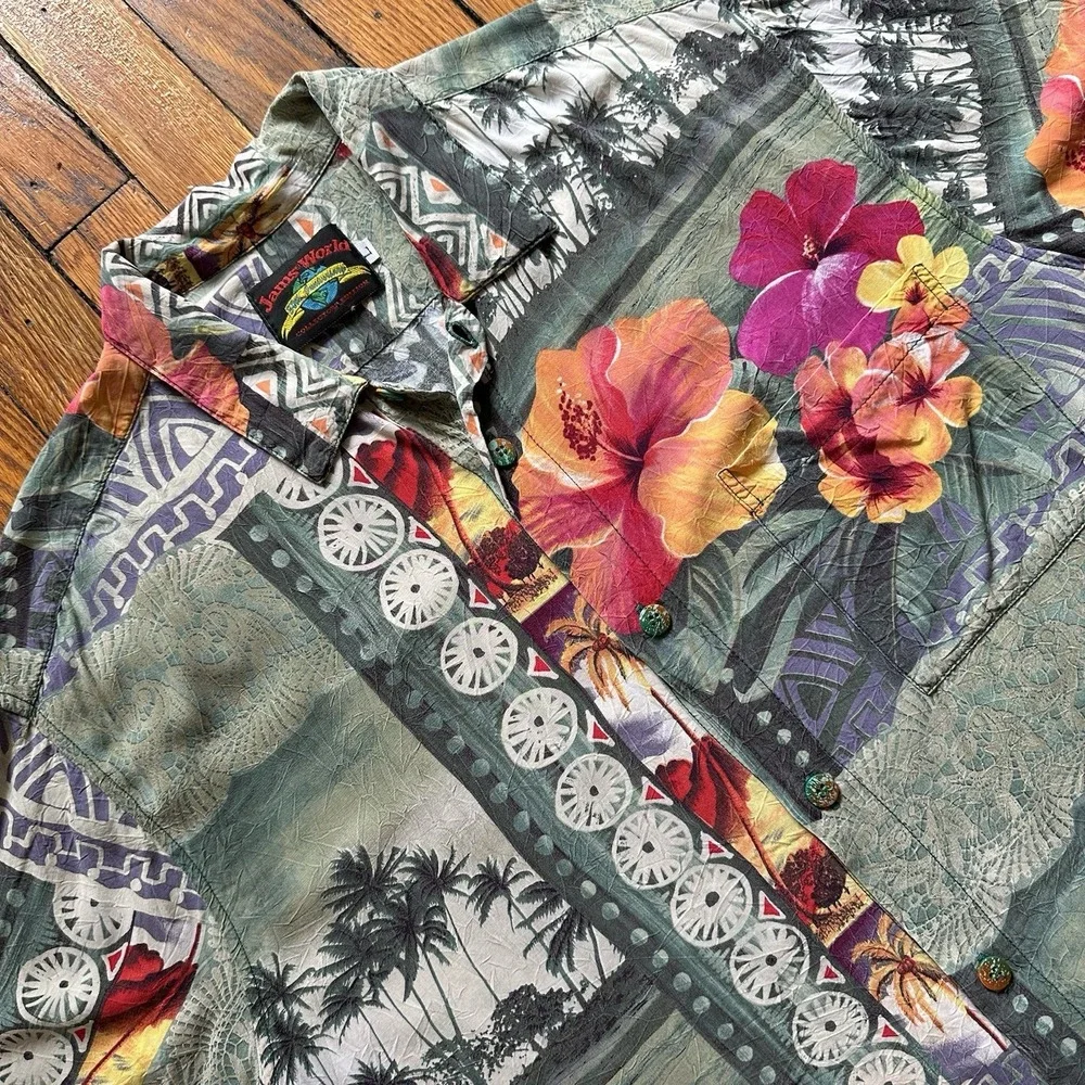 Jams World 30th‎ Anniversary Collectors Edition Hawaiian Shirt Camp Men L Beach - Picture 8 of 9